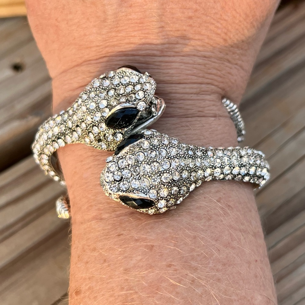 - Double Rattlesnake Bling Hinge Cuff! NEW! - Picture 2 of 15
